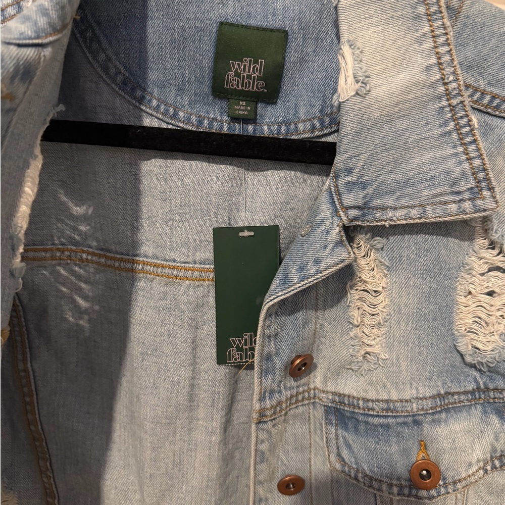 Wild Fable Super Soft Light Blue Distressed Jean Jacket - Picture 3 of 8